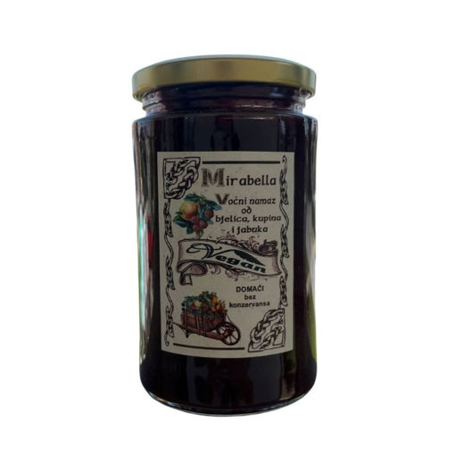 Slika Voćni namaz "Mirabella" od bijelih šljiva, petrovke jabuka i raznih kupina (iz uzgoja Permakulture)